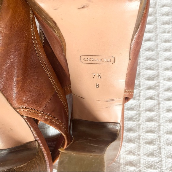 Coach Chestnut Brown Leather Slingback Platform Heels size 7.5 - Picture 6 of 8